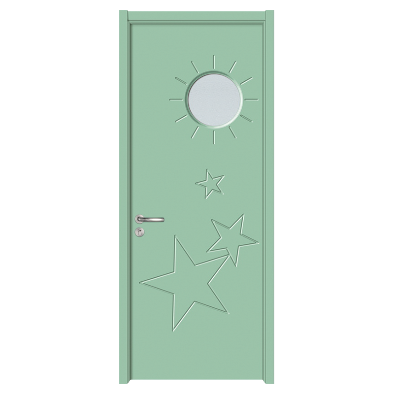 GA20-113B Зеленая мультяшная резная дверь из ПВХ, стеклянная деревянная дверь